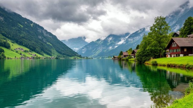 Оберрид, Швейцария, прогулка под дождем 4K - Самые красивые швейцарские деревни - атмосфера дождя