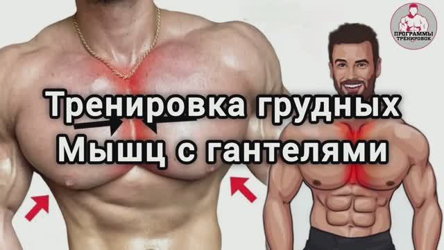 Тренировка грудных мышц с гантелями.