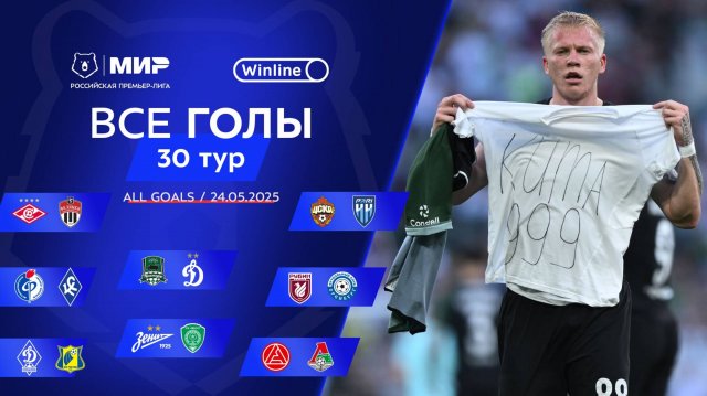 Все голы 24.05.2025 | 30 тур Мир РПЛ 2024/25