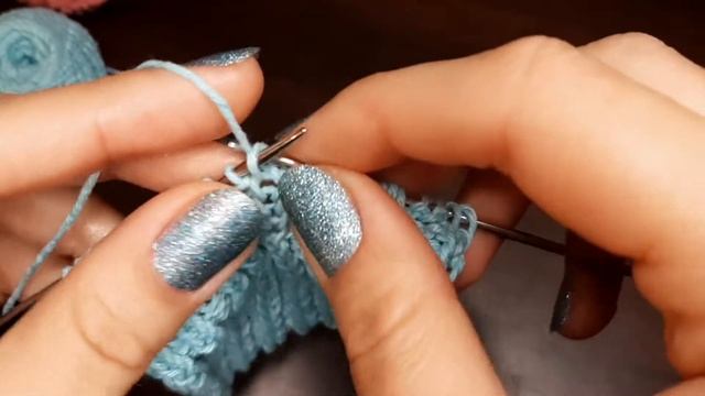 Вязание спицами. Резинка 1×2 (1 лицевая/2 изнаночные)