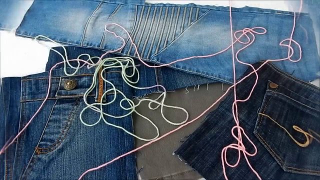Джинса + нитки! Переделки из старых джинсов, подушка под любое место. Мастер класс.