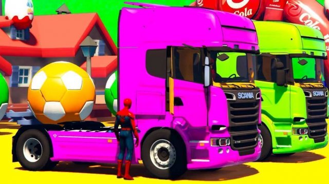 Мультики для детей Мультик про Машинки Большие Грузовики и Человек Паук