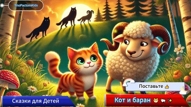 📜 Русские народные сказки для детей – Кот и баран 🐱🐏✨