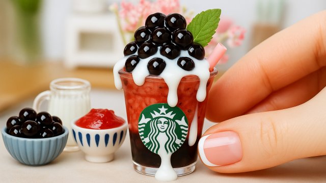 Клубничный Напиток БАБЛ ТИ в Миниатюре 🍓🧋 Мини Напиток 🤩 Мини Кухня