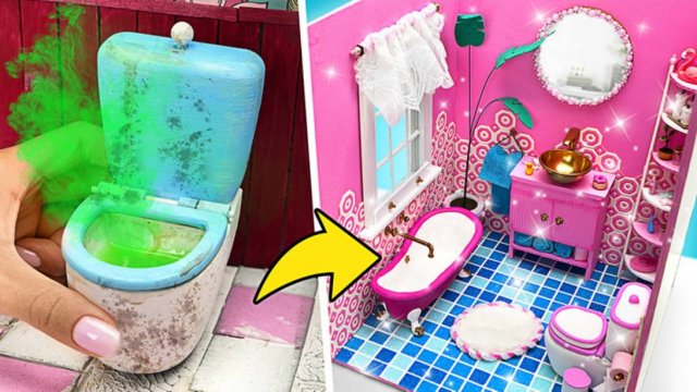 🛁Ремонт кукольной ванной 🎨 Забавные поделки своими руками