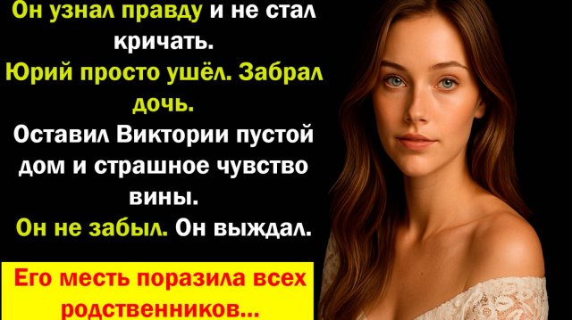Она бросила мужа ради любовника. Но Юрий оказался не тем, кто прощает. Реальная история, рассказ
