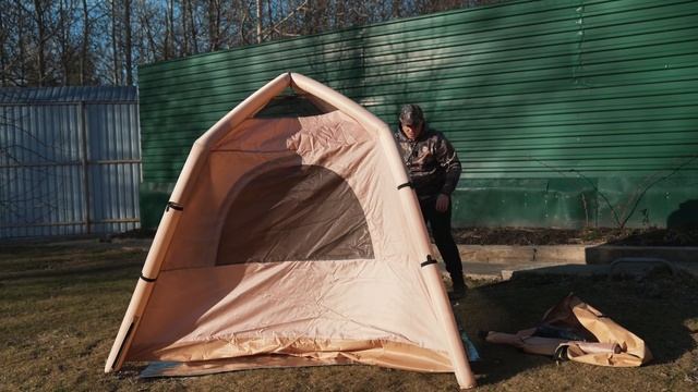 Надувная палатка, распаковка, обзор.