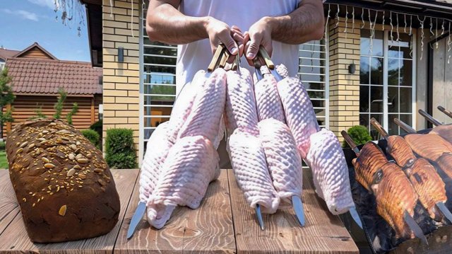 Крылышки индейки на мангале с овощами