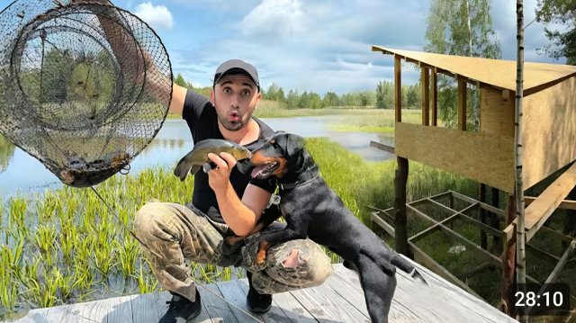 Строю дом на дереве! Сделал крышу! Поставил вершы. Вот это улов!