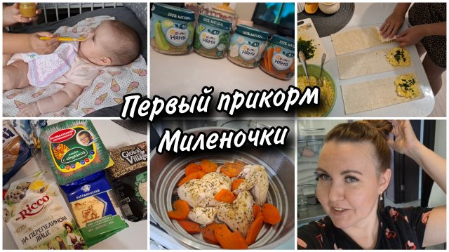 🍼Первый прикорм Миленочки в 4,5 месяца. Курица с овощами на пару.🥘 Лаваш вместо теста для пирожков