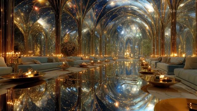 Дворцы как в сказке, созданные из магии света и остатков звезд. Расслабляющее видео от нейросети