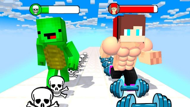 Слабый Майки и сильный Джей Джей Гигант Раш - Анимация для Майнкрафта