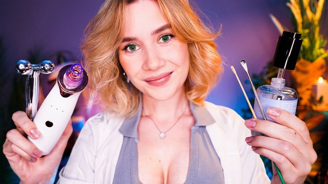 АСМР ЗАБОТЛИВЫЙ ВРАЧ ДЕРМАТОЛОГ 👩⚕️ Осмотр, Чистка Лица и Уход за Кожей asmr doctor skin exam