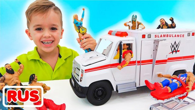 Влад и Ники играют с игрушечной машиной скорой помощи! Видео для детей.