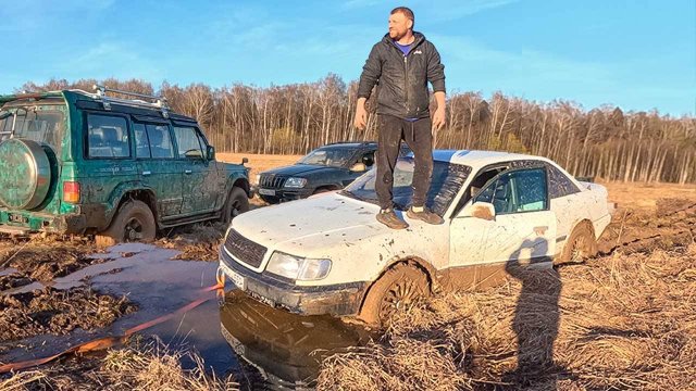 2 ПОПАЛИ В ЛОВУШКУ Audi Jeep и Huinday Застряли в поле Оффроуд который нас остановил