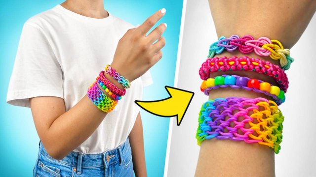 🌈 Радужные браслеты из резинок и ниток ✨ простые поделки!