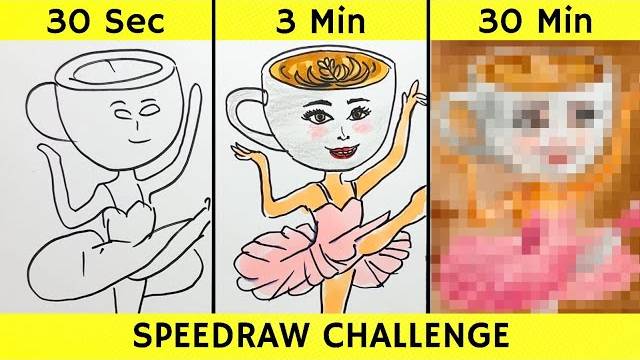 РИСУЕМ БАЛЕРИНУ КАПУЧИНУ НА СКОРОСТЬ! ЗА 30 СЕКУНД 3 МИНУТЫ и 30 МИНУТ! ИТАЛЬЯНСКИЕ МЕМЫ РИСОВАШКА!