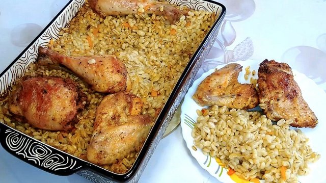 Перловка, томленная с курицей в духовке, по этому рецепту вы точно полюбите!!!