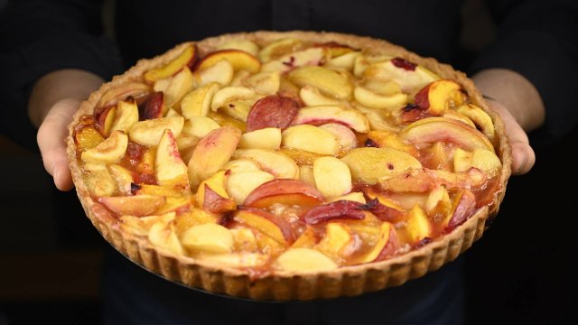 Простой пирог с персиками без заморочек. Идеальный пирог к чаю!