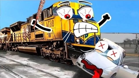 Краш–тест дорогого автомобиля - Что происходит, Когда Автомобили врезаются в Поезда?