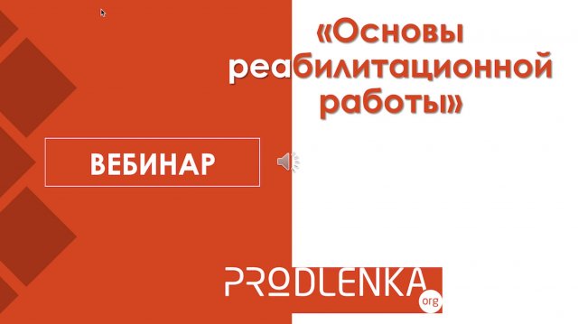 Вебинар «Основы реабилитационной работы»