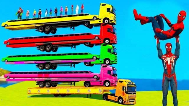 Мультики про машинки. Прицепы с машинками и Человеком-пауком. Смотреть онлайн мультики для детей
