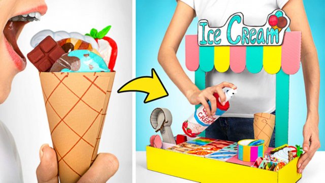 🍦 Бумажный киоск с мороженым 🎨 яркая поделка своими руками!
