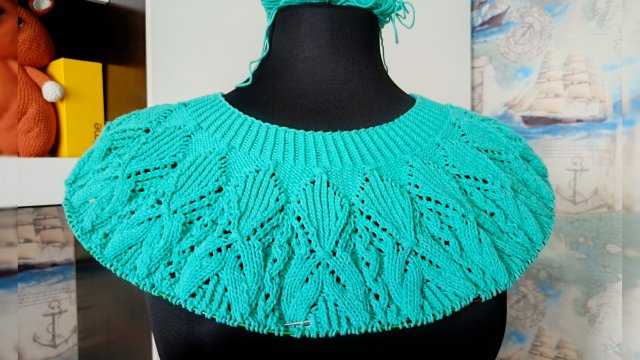 Вяжем круглую кокетку спицами 🧶 Попетельный МК кокетки. Третья часть.