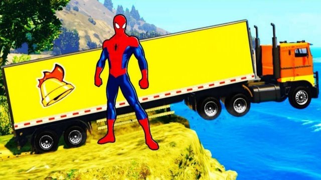 Мультики про Машинки и Песенки для Детей Цветные Грузовики Человек Паук и Супергерои для детей