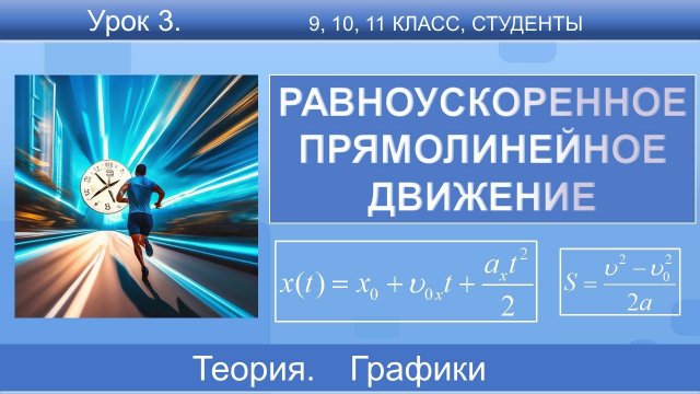 3. Равнопеременное прямолинейное движение: равноускоренное и равнозамедленное. Формулы, графики.