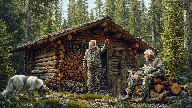 Поход в лес.  Лесная изба. Таёжный быт.