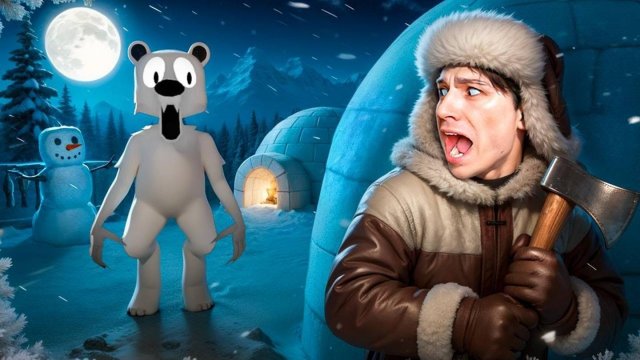 МЕДВЕД ЛЮДОЕД ИЩЕТ ЛЁНЮ НА ОБЕД😱 ВЫЖИВАЮ 99 НОЧЕЙ В ЗИМНЕМ ЛЕСУ с БЕЛЫМ МЕДВЕДЕМ РОБЛОКС😭