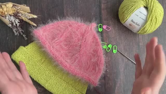 Шапка с пипкой💕укороченая Бини #nataliverezhu #шапкаспицами #бини #шапкаспипкой