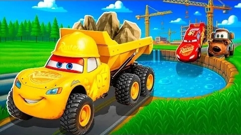 Мультики для детей Машинки Pixar ПРЫГАЮТ в карьер и превращаются в СТРОИТЕЛЕЙ!