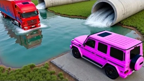 Автомобили против водной выбоины #1 - BeamNG.drive Терпит неудачу и разбивается в 2025 году