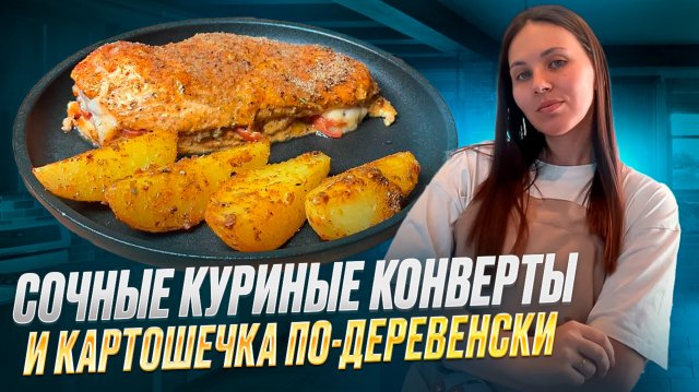 Сочные куриные конверты и картошечка по-деревенски