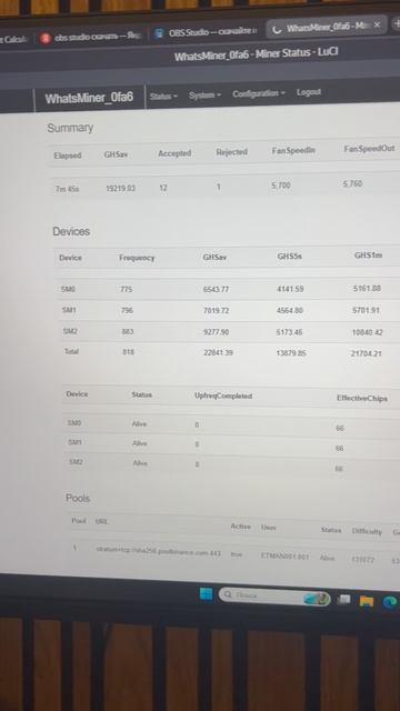 Проверка Б/У WhatsMiner M30S+ 100T (32W) перед отправкаой