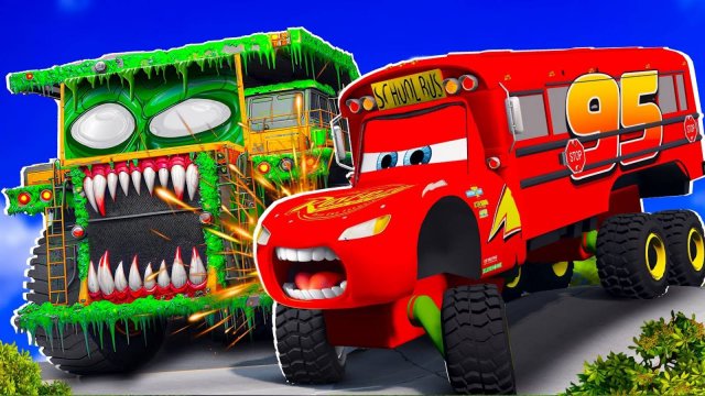 🤪👻МОЛНИЯ МАКВИН И ЕГО ДРУЗЬЯ СУПЕРГЕРОИ ПРОТИВ ОГРОМНОГО САМОСВАЛА ЗОМБИ🤪👻 МУЛЬТИК