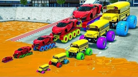 Гигантский суперкар против маленького автомобиля против Обычных автомобилей против подъемного моста