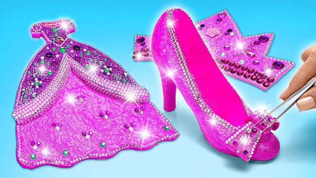 👑 Сверкающий костюм Ариэль из глины и страз! 🧜♀️ DIY поделки для кукол