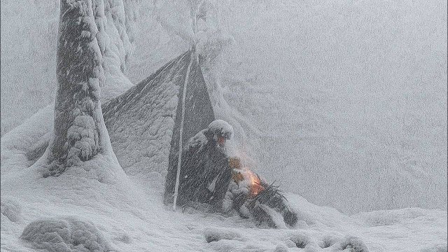 Попавший в ловушку в жестокую снежную бурю | Одиночное выживание в экстремальной зимней пустыне
