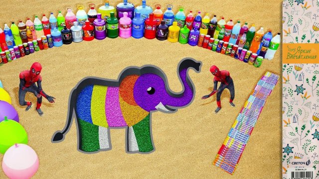 Мультики для детей. Эксперимент: мощное извержение зубной пасты из слоника. Мультики эксперименты