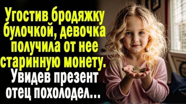 Угостив бродяжку булочкой, девочка получила от нее старинную монету. А когда презент увидел отец...