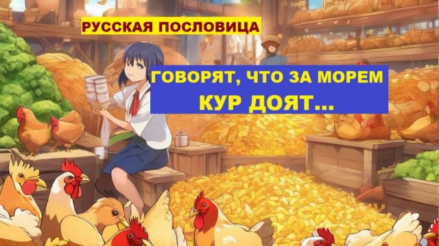 Русская пословица. ГОВОРЯТ, ЧТО ЗА МОРЕМ КУР ДОЯТ...