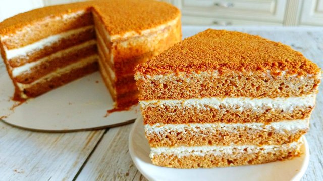 Торт Медовик без раскатки с лимонным крем чиз (готовит мама)!