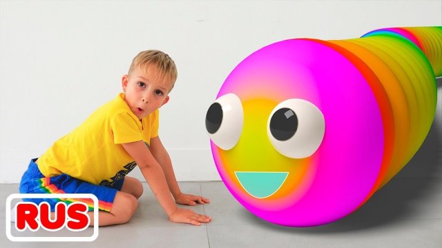 Влад и Ники и История о червяках из игры! Веселое видео для детей!