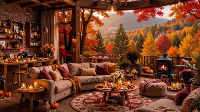 Утренний осенний джаз в кафе | музыка для работы и концентрации | music and autumn ambience