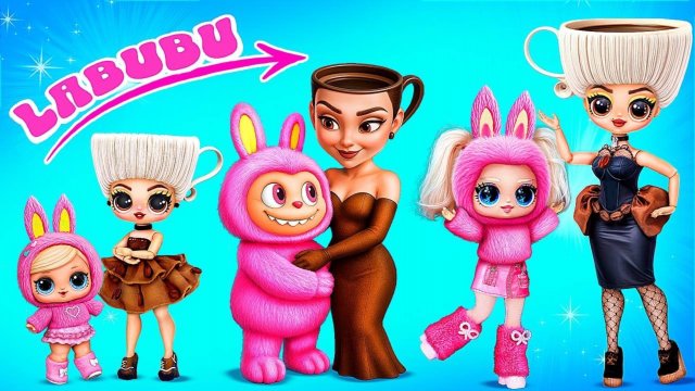 Лабубу и Эспрессона Сеньора сестры растут вместе! Поделки из кукол ЛОЛ ОМГ!