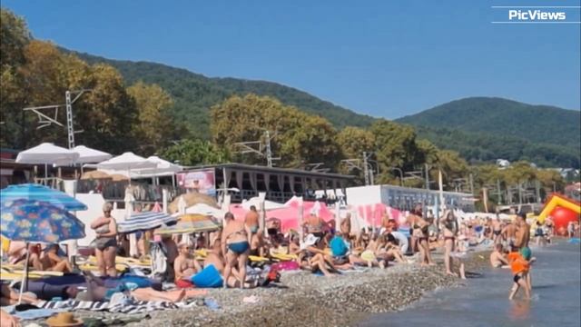СОЧИ Лазаревское пляж Дельфин сегодня 5 сентября 2025. Погода в Лазаревском сейчас. Обстановка
