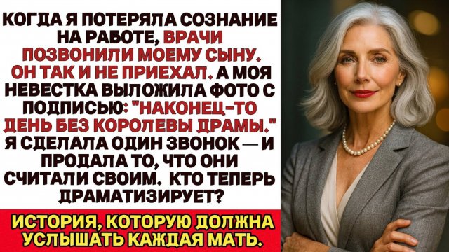Когда я потеряла сознание, врачи звонили сыну. Он не пришёл. Вместо него невестка выложила пост...